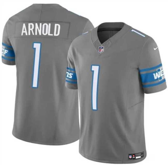 Men & Women & Youth Detroit Lions #1 Terrion Arnold Gray 2024 Draft F.U.S.E. Vapor Untouchable Limited Stitched Jersey->detroit lions->NFL Jersey